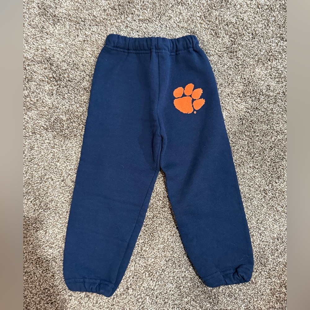 Kids Navy Blue Clemson Tiger Sweatpants with Orange Paw Print